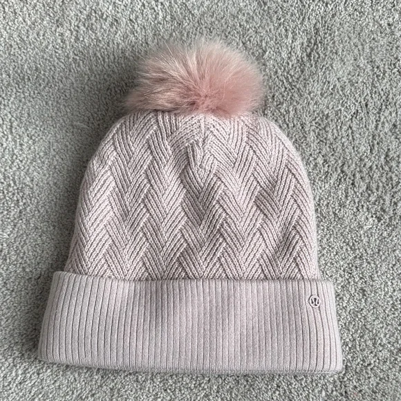 Lululemon Pink Sherpa Knit Beanie with Pom Pom - Picture 1 of 6